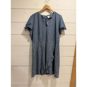 J Crew Lightweight Denim Faux Wrap Dress NWT Chambray Sz 20